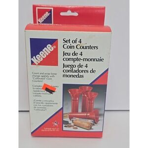 Keene Coin Counter for Quarters Dimes Nickels Pennies Set of 4 Tubes in Box VTG